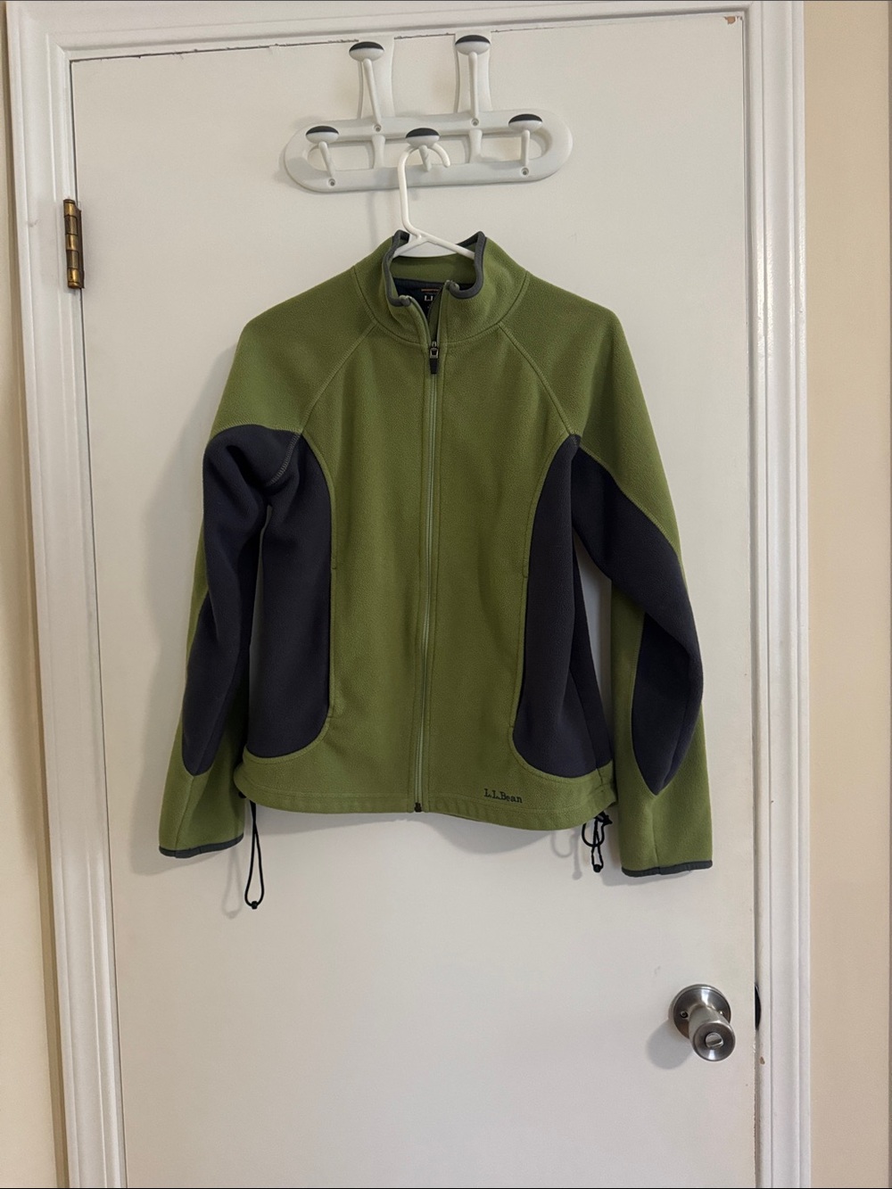 L.L. Bean Olive Green and Black Full-Zip Fleece Jacket